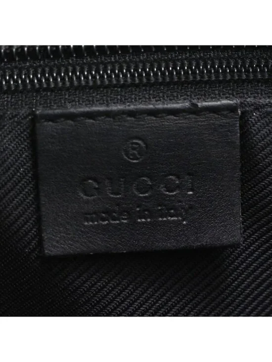 Gucci GG Canvas Leather Tote Shoulder Hand Black Rue - Picture 10 of 11